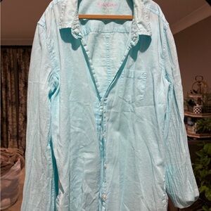 Lilly Pulitzer Aqua Button-Up Shirt